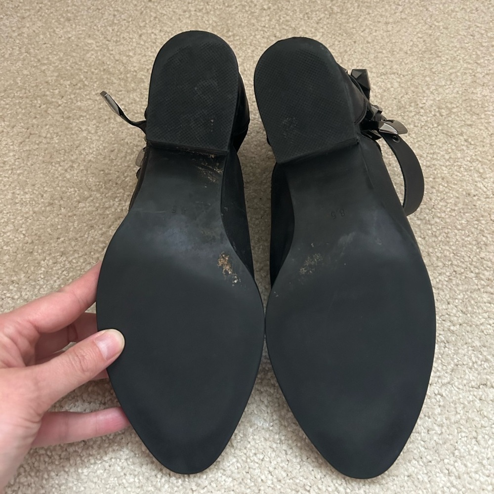 Jeffrey Campbell Everly Black Leather Cutout Ankle Booties Size 8.5 - Picture 7 of 8